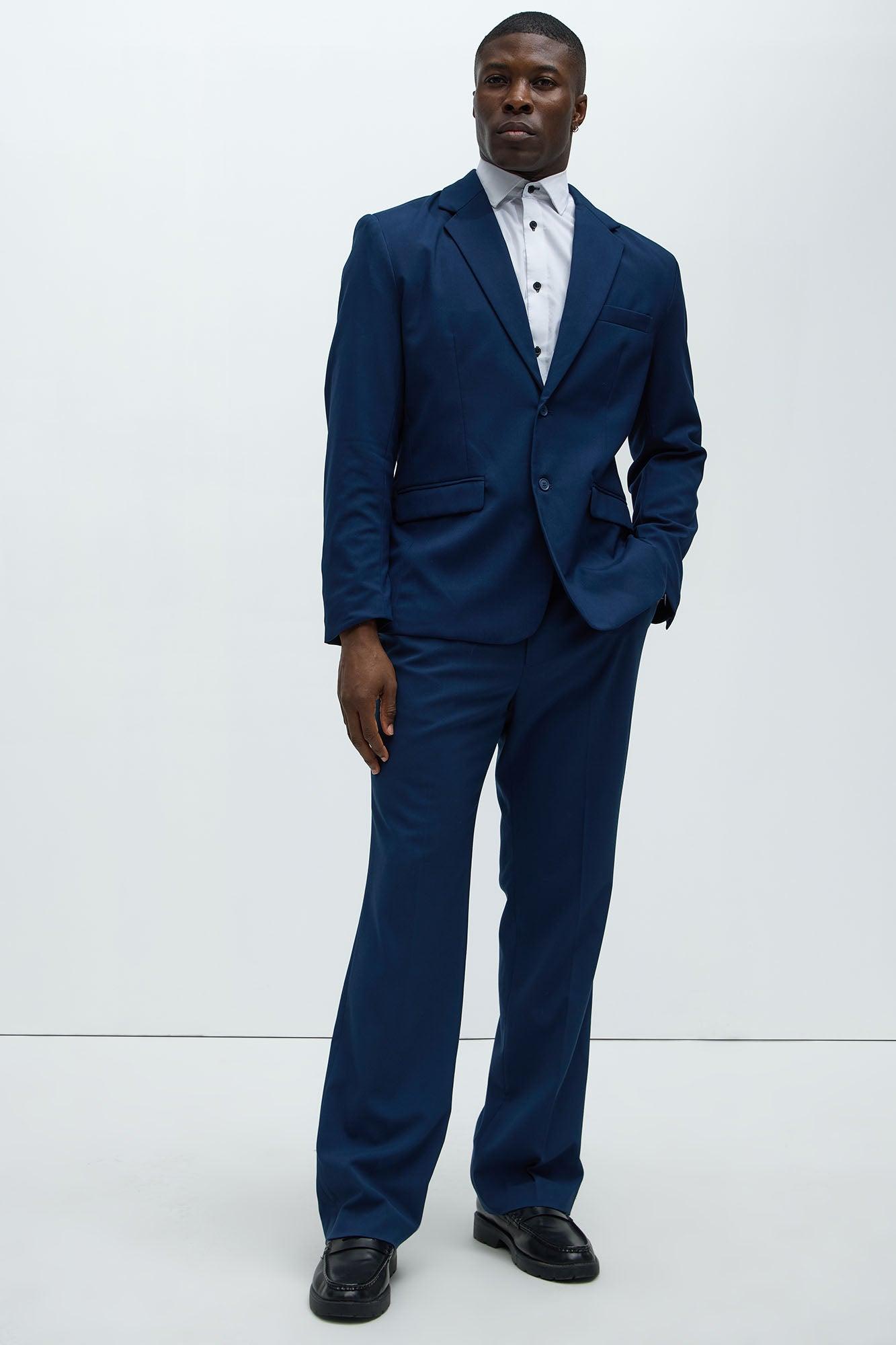 Modern Stretch Straight Trousers - Navy Product Image