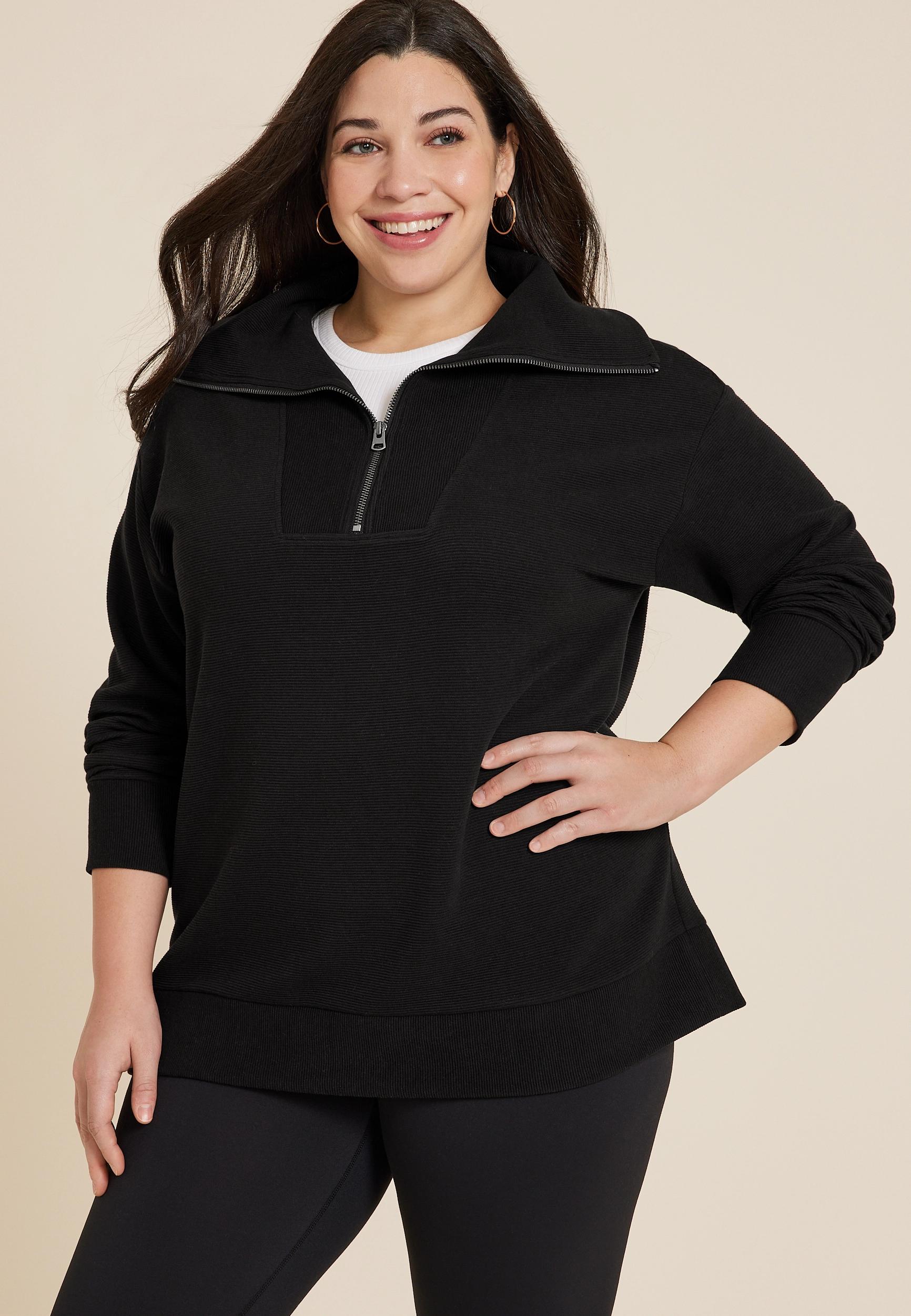 Maurices Plus Size Womens Ribbed KnitShawlCollar Tunic Sweatshirt Product Image