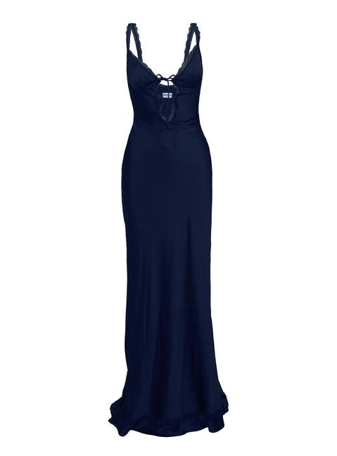 Aphrodyte Lace Maxi Dress Navy Product Image