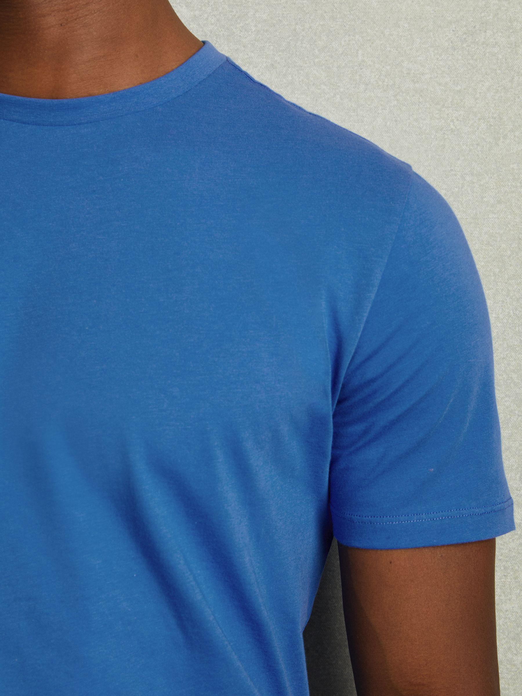 Cotton Crew Neck T-Shirt in Cobalt Blue Product Image