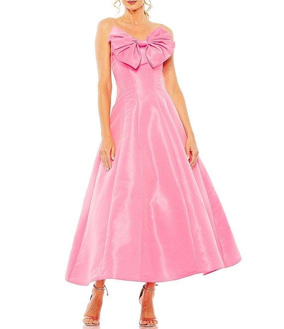 Mac Duggal Satin Strapless Bow Bodice A-line Ball Gown Product Image