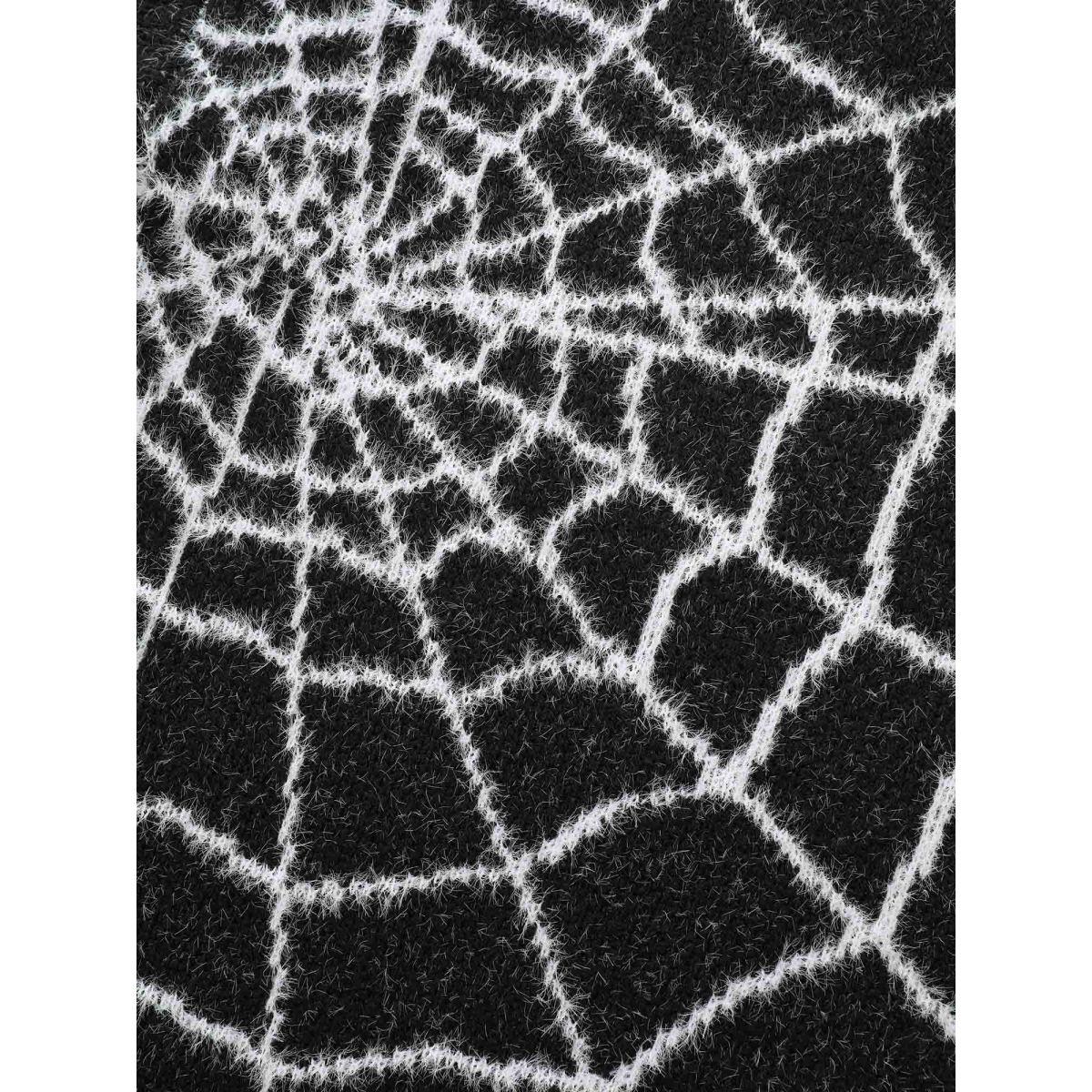 Plus Size Textured Spider Web Crew Neck Pullover Black Women Casual Long Sleeve Round Neck Everyday Pullovers BloomChic 26/4X Product Image