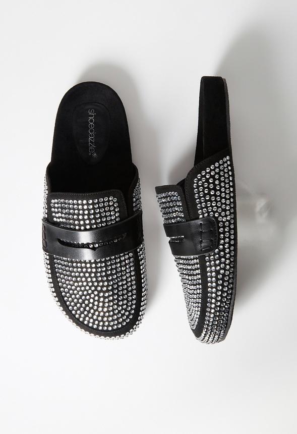 JustFab Margaux Platform Loafer Pump Womens Black/ White Size 8.5 Product Image