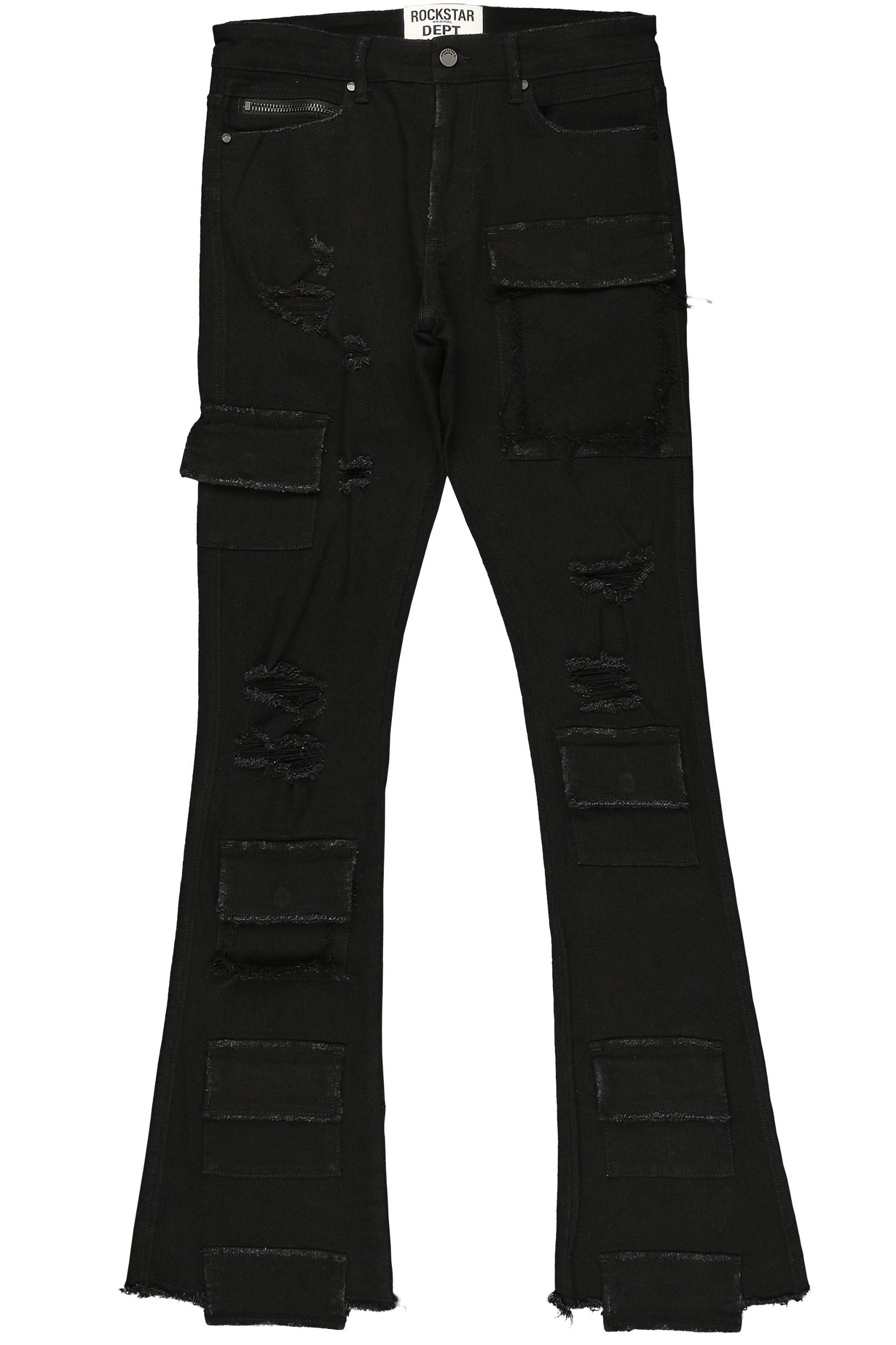 Glenn Black Stacked Flare Jean Male Product Image
