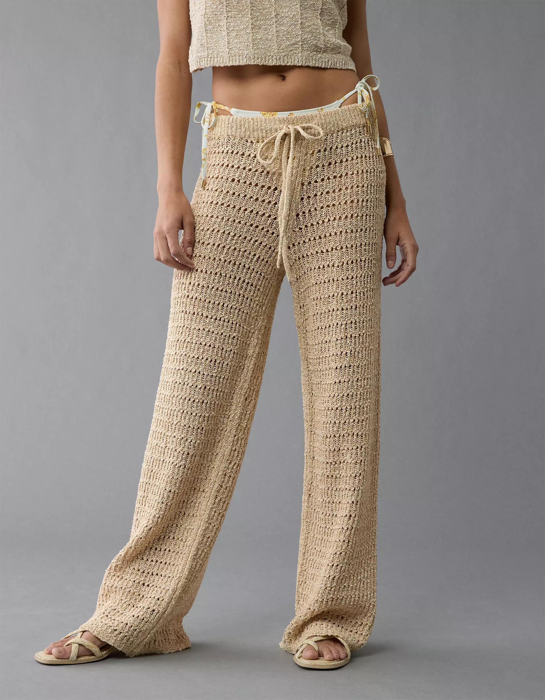 AE High-Waisted Flare Crochet Pant Product Image