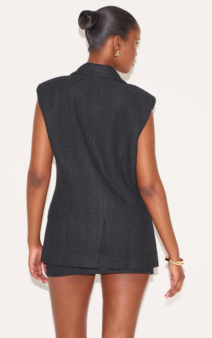 Black Tweed Double Breasted Vest Product Image