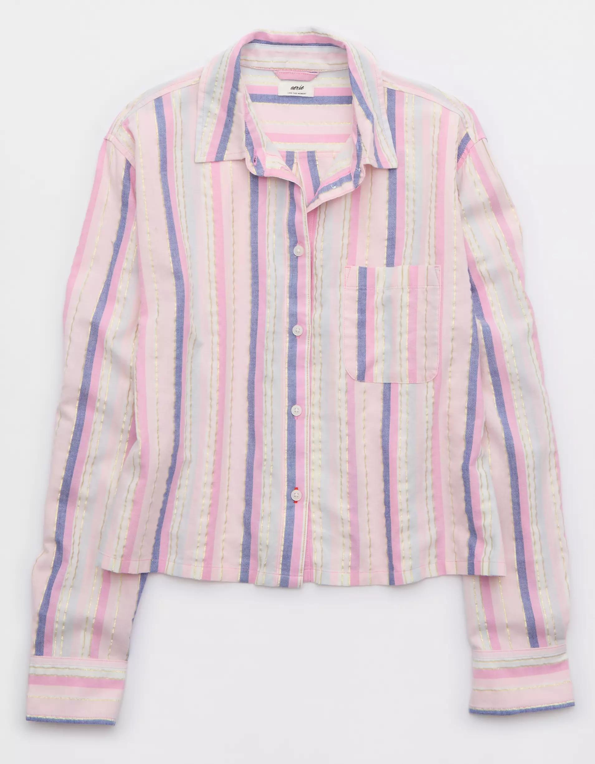 Aerie Off-Duty Poplin Pajama Shirt Product Image