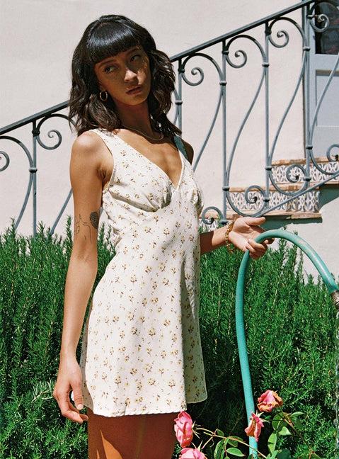 Nellie Mini Dress White / Yellow Floral Product Image