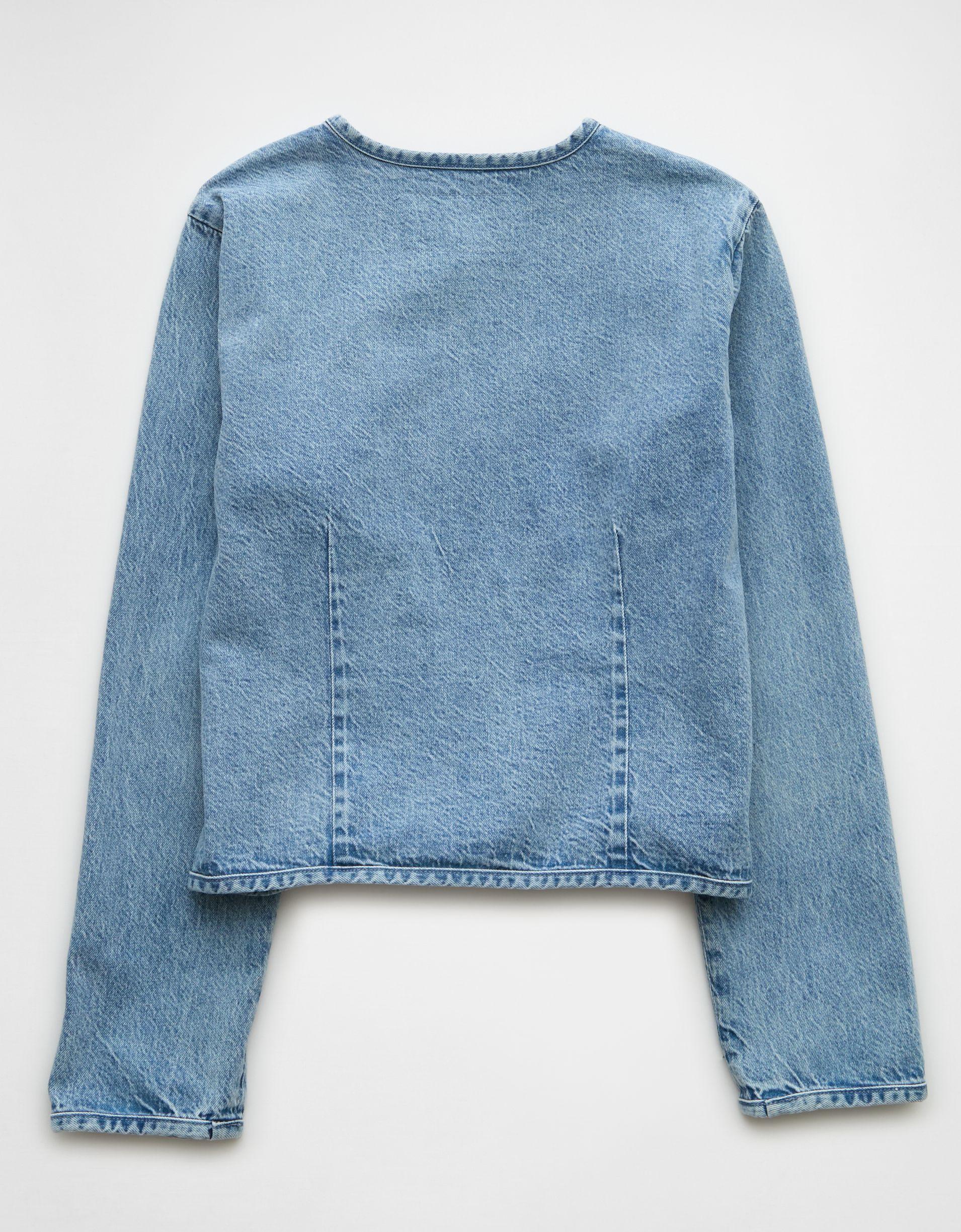 AE Collarless Denim Jacket Product Image