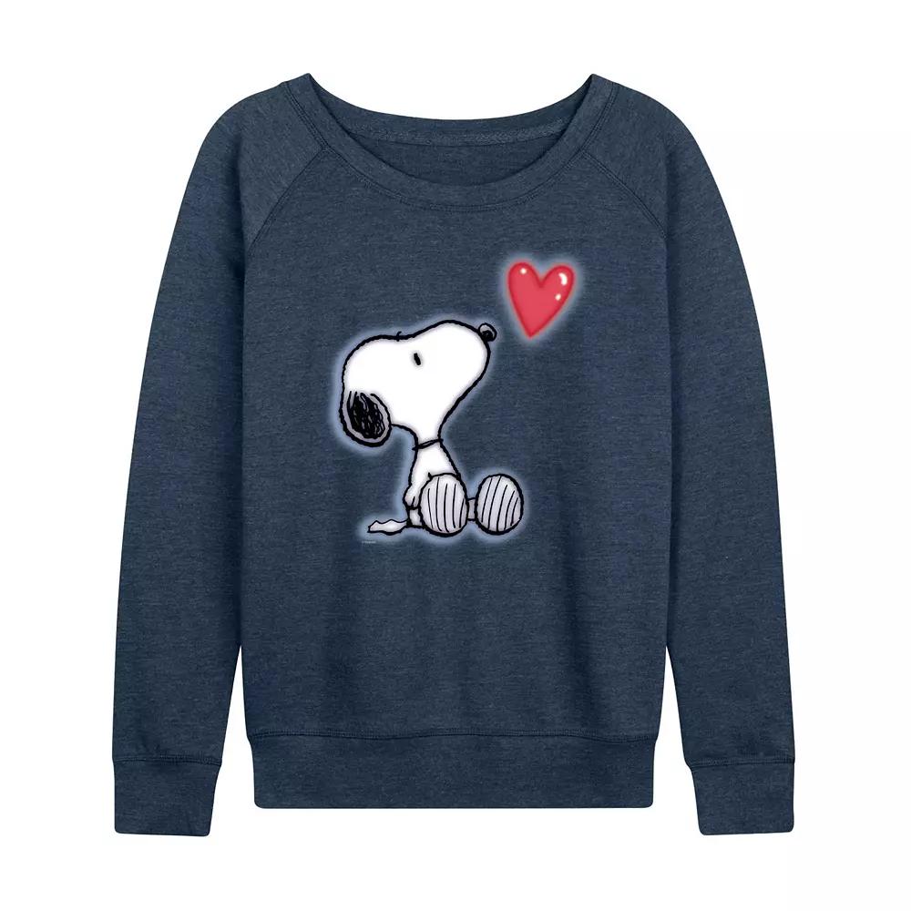 Women's Peanuts Snoopy Heart French Terry Long Sleeve Tee, Girl's,  Product Image