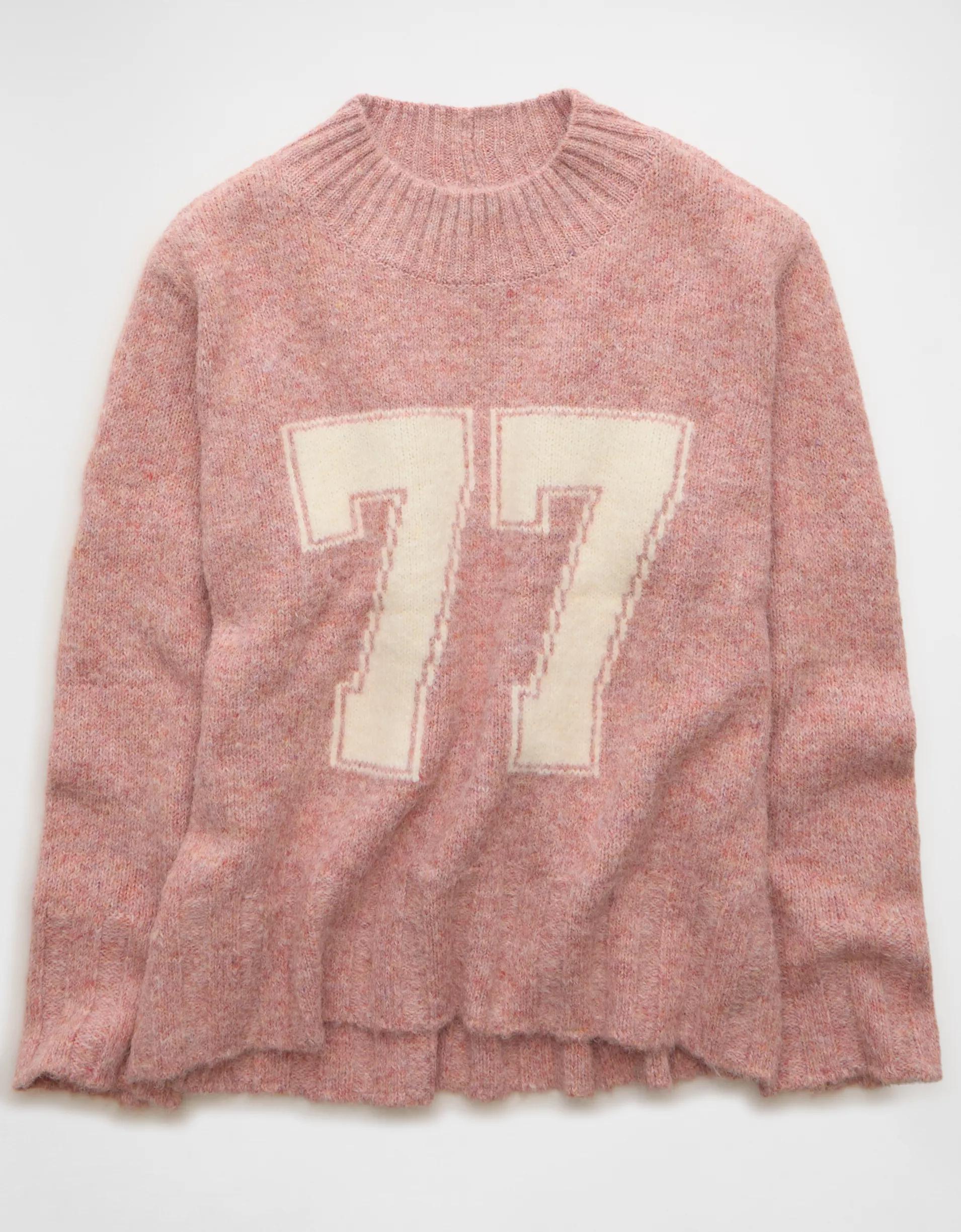 AE Oversized Faux Mohair Wide Cuff Sweater Product Image