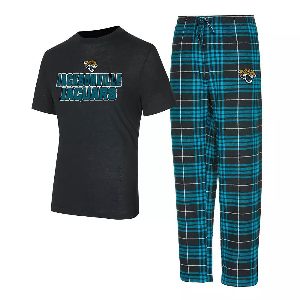 Men's Concepts Sport  Black/Teal Jacksonville Jaguars Vector T-Shirt & Flannel Pants Sleep Set, Size: 2XL Product Image