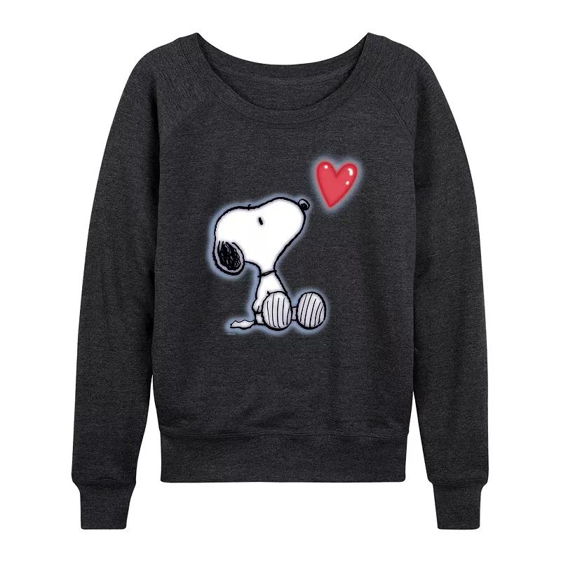 Women's Peanuts Snoopy Heart French Terry Long Sleeve Tee, Girl's,  Product Image