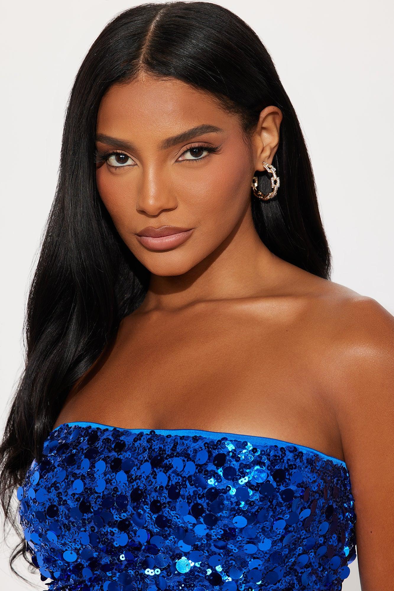 Locked In Rhinestone Hoop Earrings - Gold Female Product Image