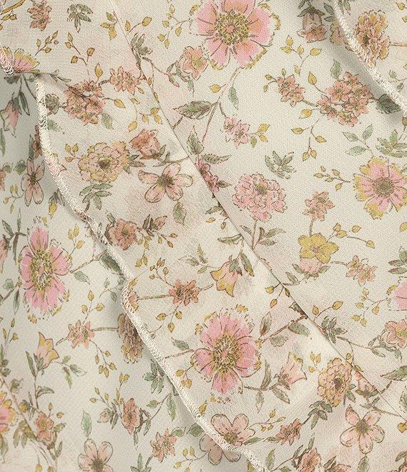 B. Darlin Spaghetti Strap Scoop Neck Allover Ruffle Trim Detail Chiffon Printed Dress Product Image