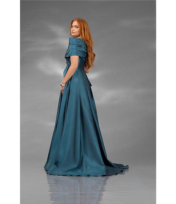 Terani Couture One Shoulder Taffeta Draped Gown Product Image