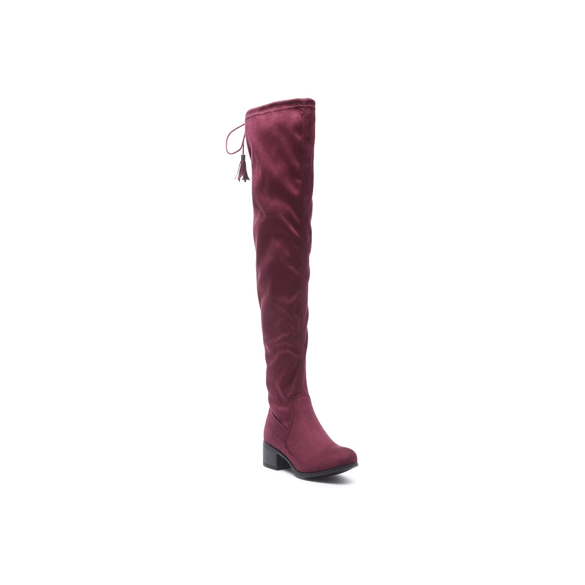 London Rag Nople Women's Thigh-High Boots, Size: 6, Dark Red Product Image
