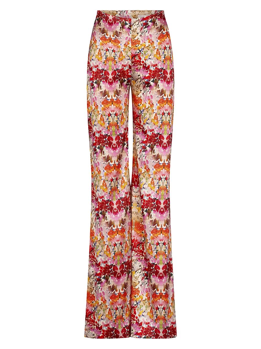 Womens Andie Abstract Stretch-Silk Flared Pants Product Image