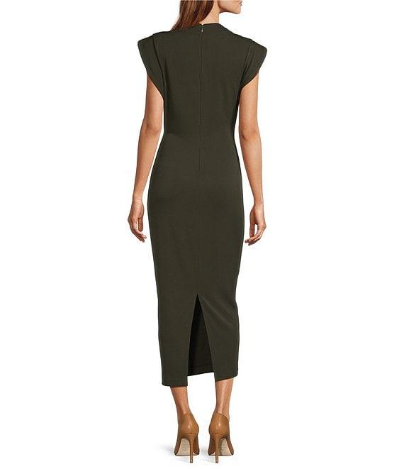Antonio Melani Harper Matte Jersey Mock Neck Dropped Cap Sleeve Midi Sheath Dress Product Image