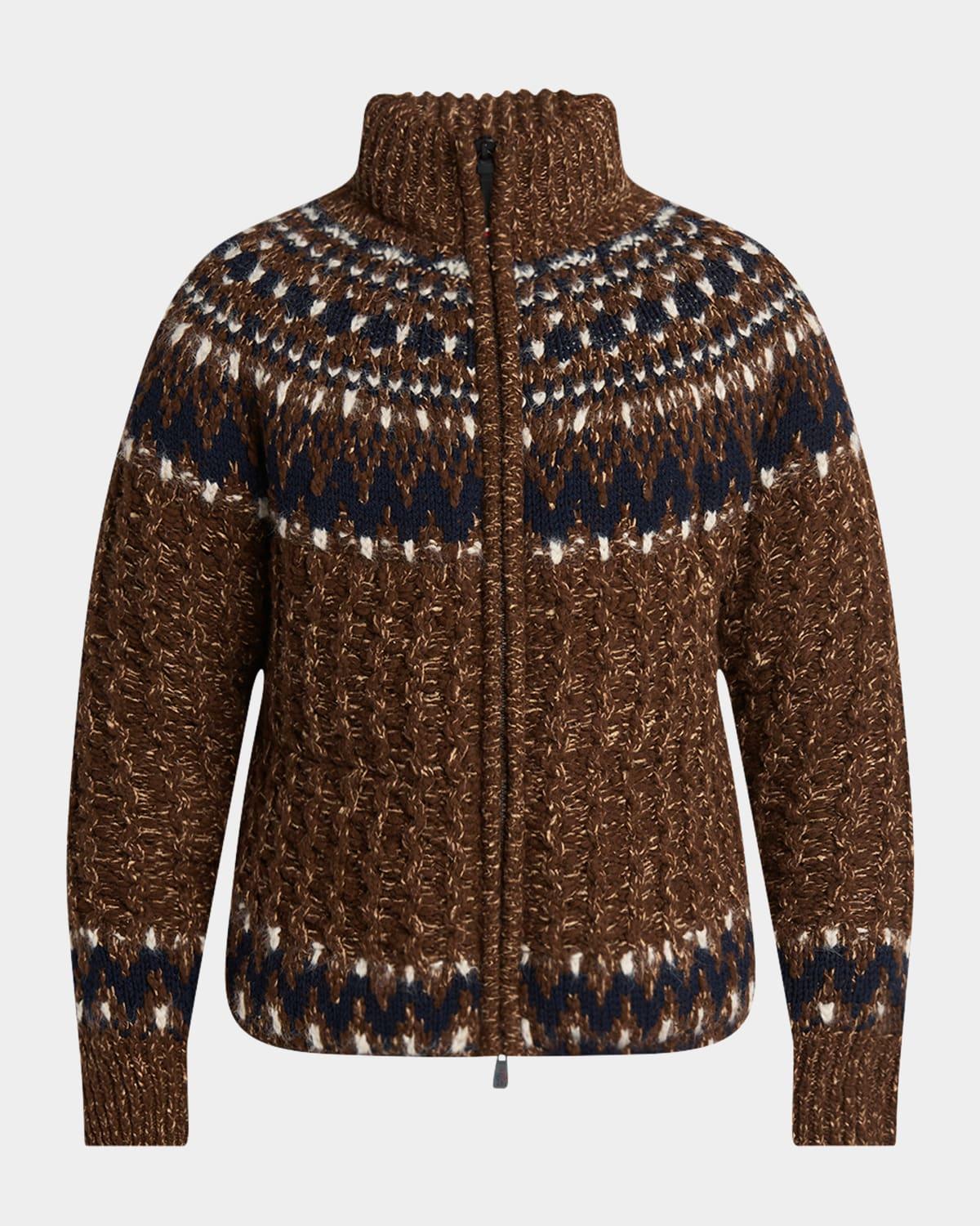 MONCLER Indren Wool Blend Down Jacket In Brown Product Image