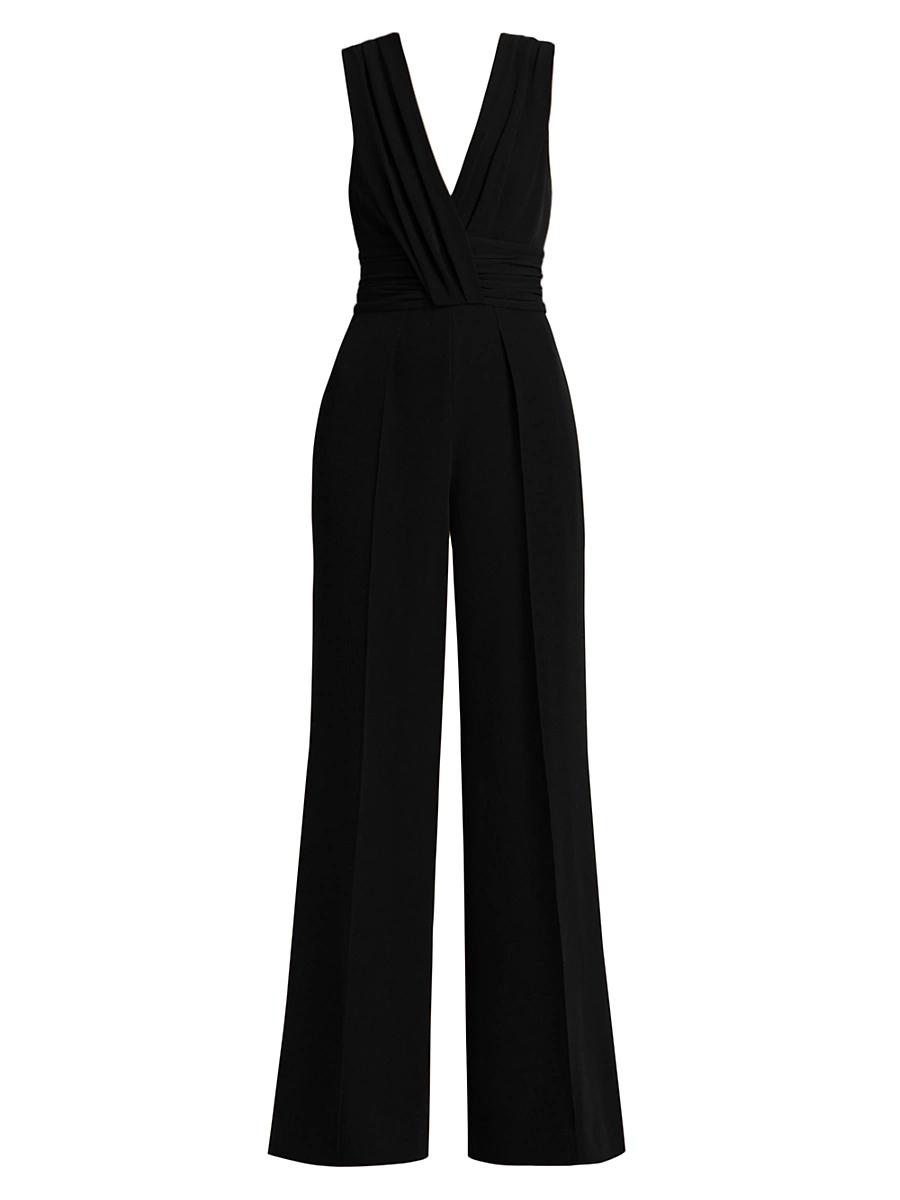 Womens Ruched Stretch Crepe Wide-Leg Jumpsuit Product Image