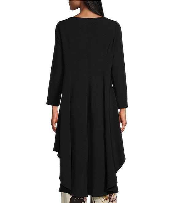 IC Collection Crinkled Woven Boat Neck Long Sleeve Coordinating High-Low Hem Tunic Product Image