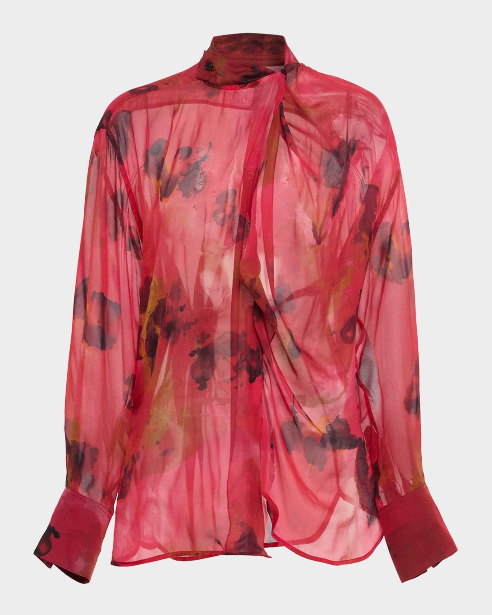Drape Detail Silk Blouse Product Image