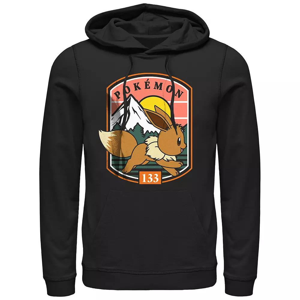 Men's Pokemon Eevee Running Stamp Graphic Hoodie, Size: Small, Black Product Image