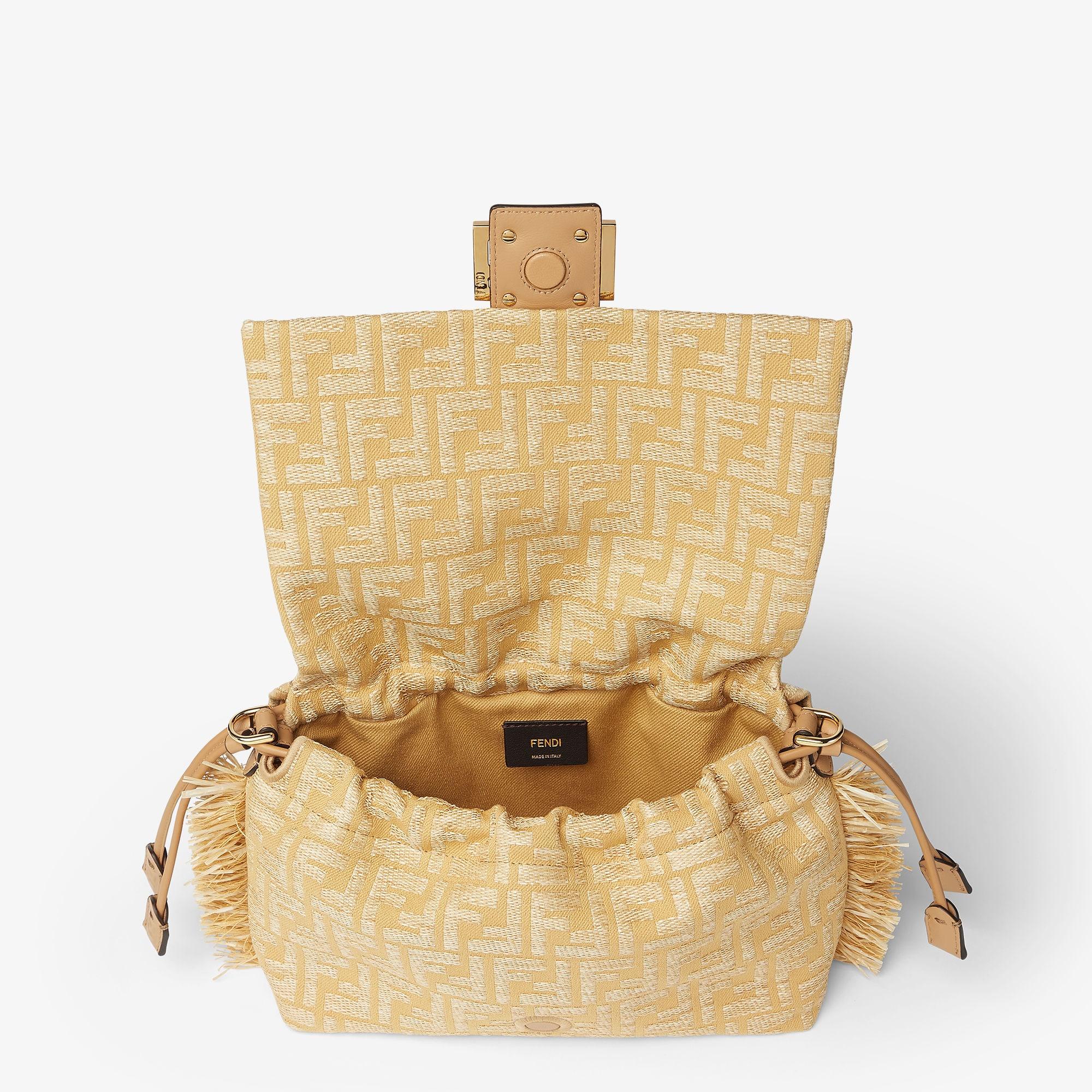 Mamma Baguette MediumJacquard fabric bag with raffia FF Product Image