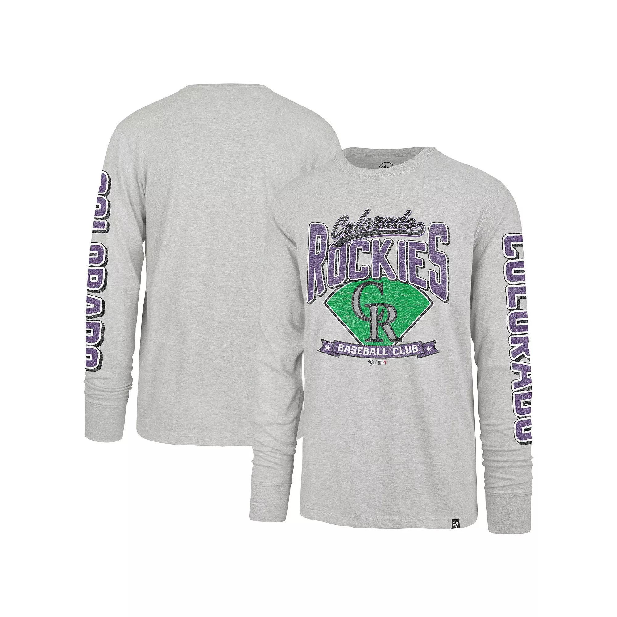 Men's '47 Gray Colorado Rockies Fair Ball Franklin Long Sleeve T-Shirt, Size: 2XL, Grey Product Image