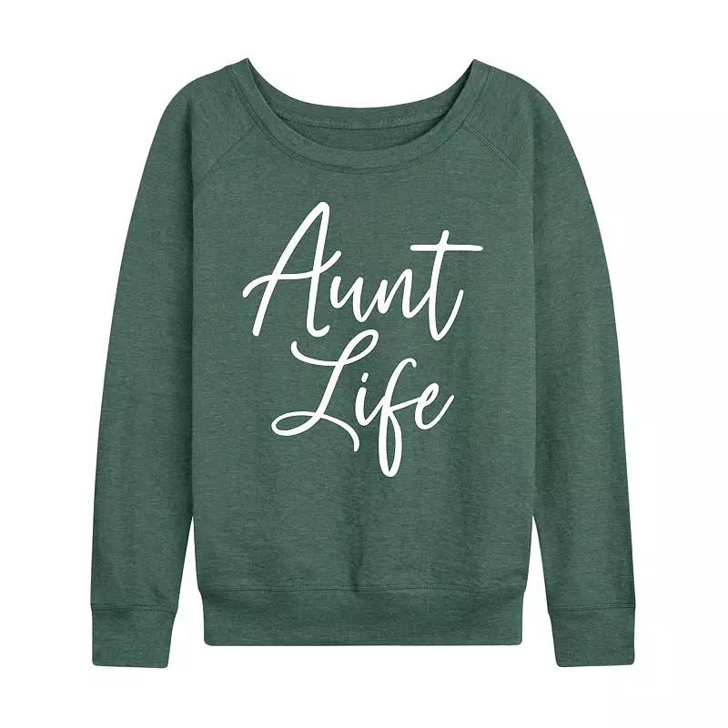 Women's Aunt Life Script French Terry Long Sleeve Tee, Girl's,  Product Image
