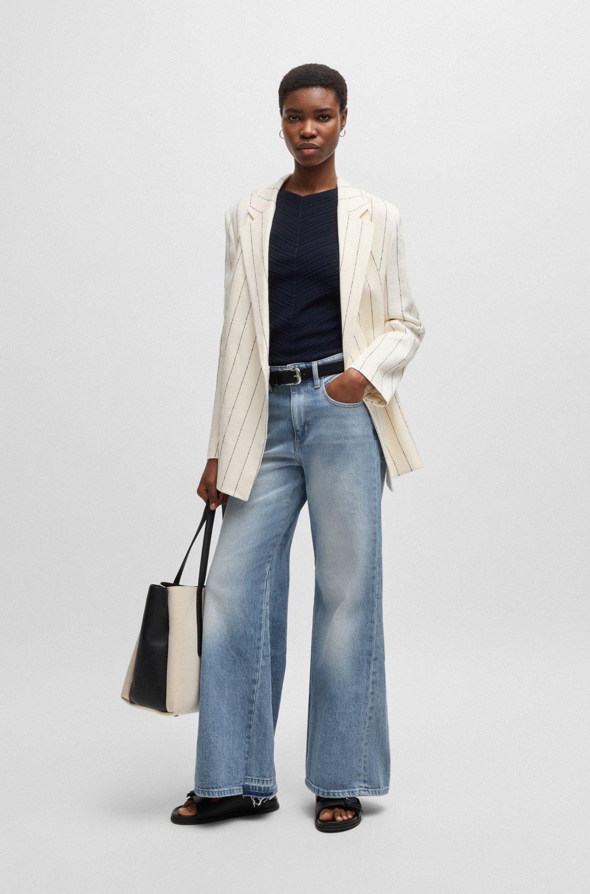 Flared-leg jeans in blue comfort-stretch denim Product Image