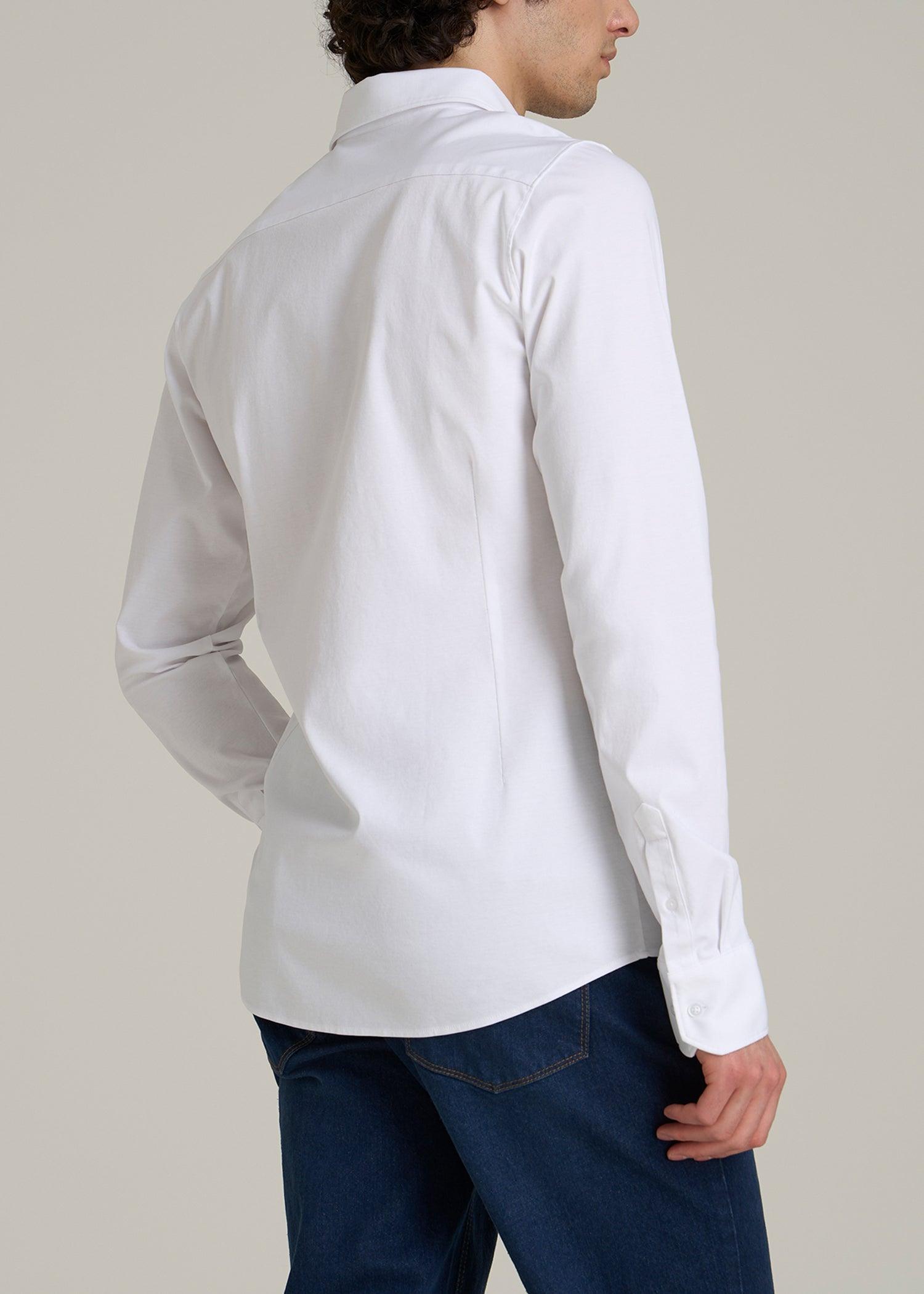 Stretch Jersey Dress Shirt for Tall Men in Optic White Male Product Image