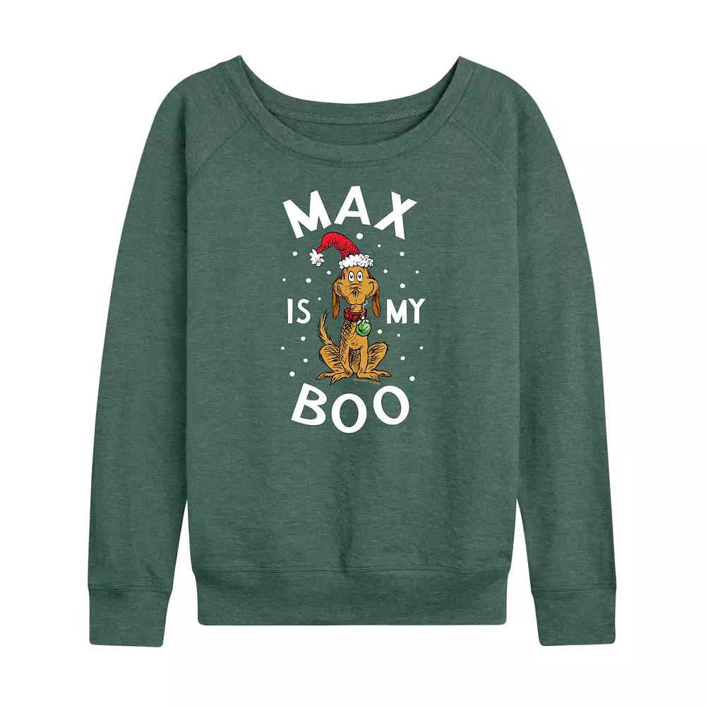 Women's Dr. Seuss The Grinch Max Is My Boo French Terry Long Sleeve Tee, Girl's,  Product Image
