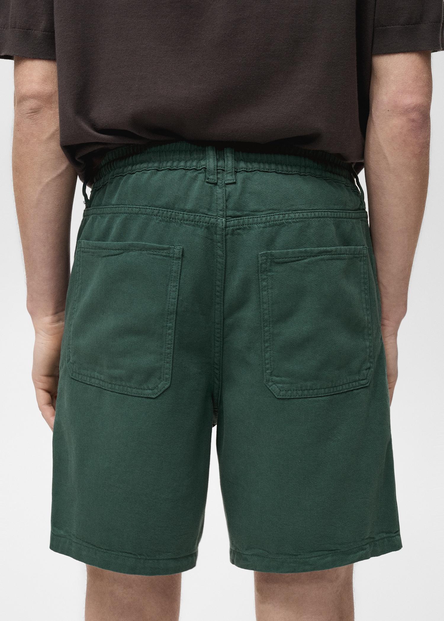 Denim bermuda shorts with drawstring - Men | MANGO USA Product Image