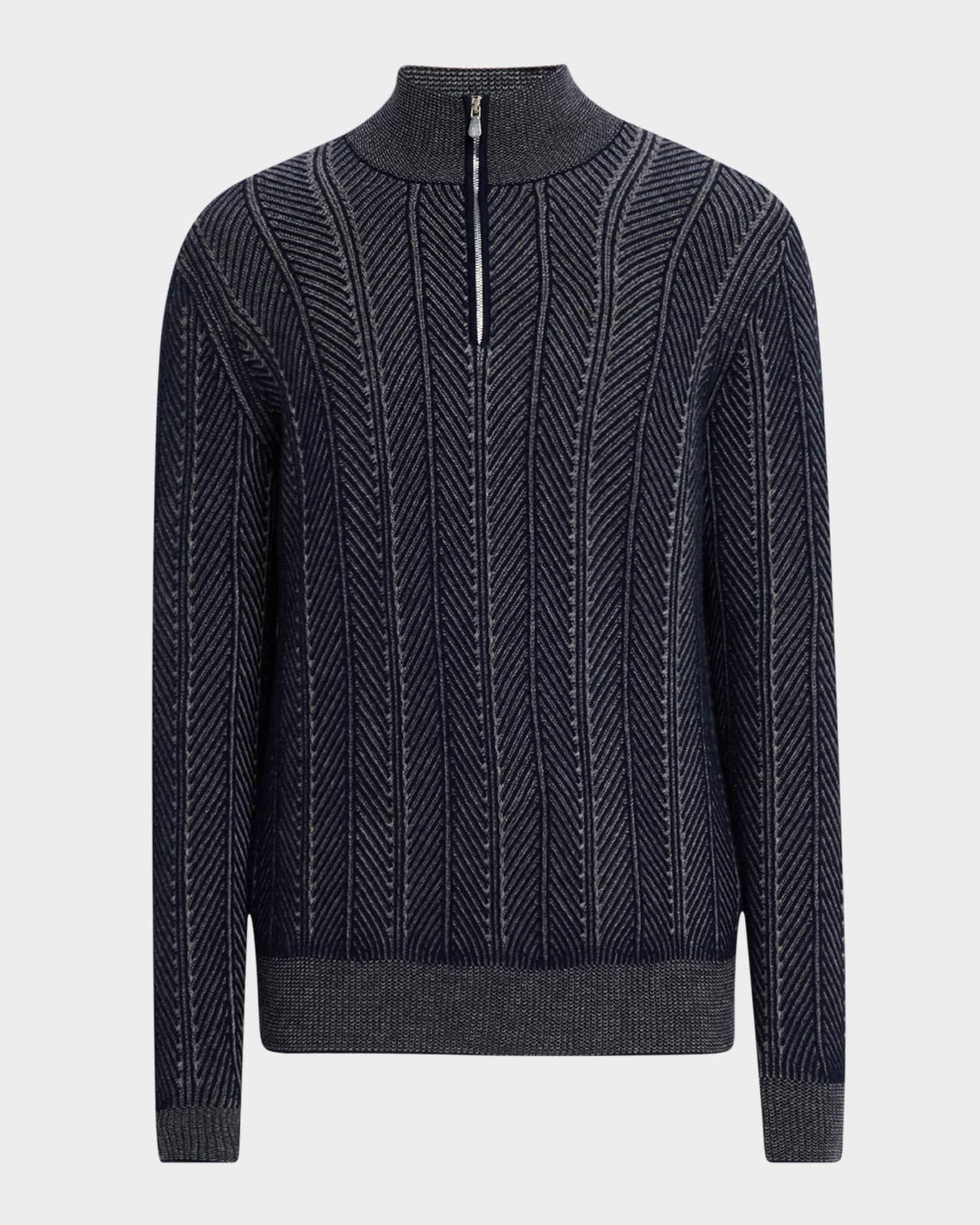 Men's Cashmere Chevron Vanise Quarter-Zip Sweater Product Image