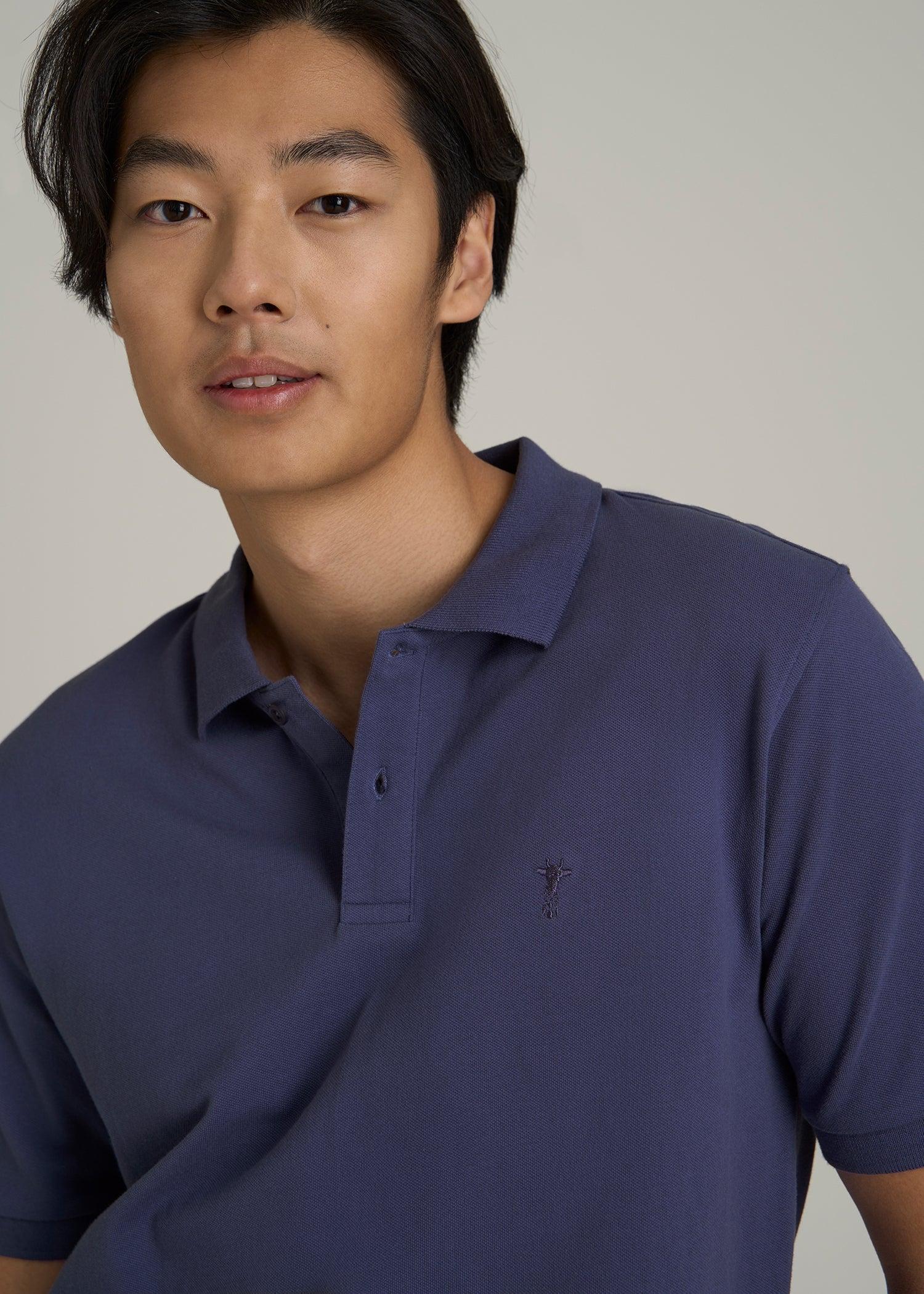 Classic Polo with Embroidered Logo for Tall Men in Future Dusk Male Product Image
