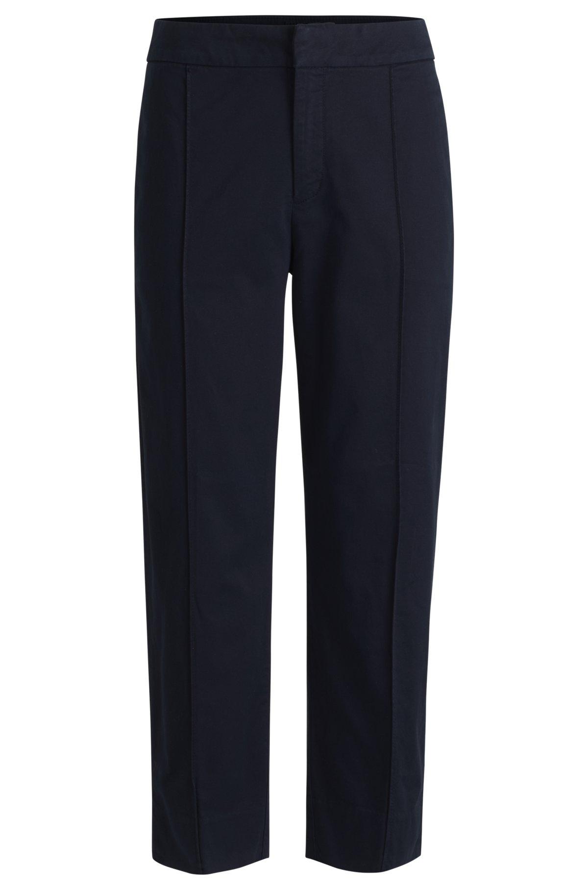 BOSS - Tapered-fit chinos in stretch-cotton satin - Dark Blue Product Image
