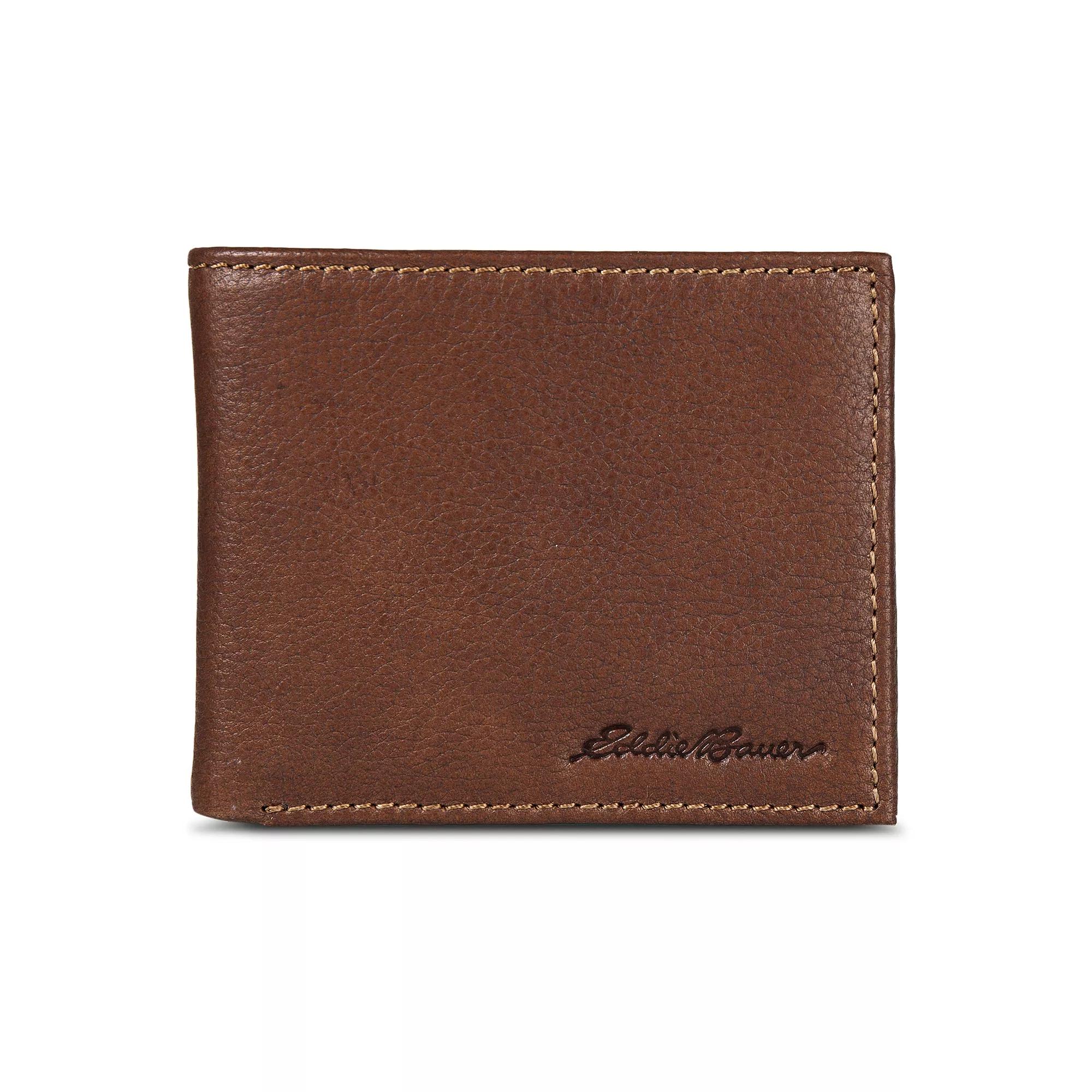 Men's Eddie Bauer Logo Leather Flip ID Bifold Wallet Product Image