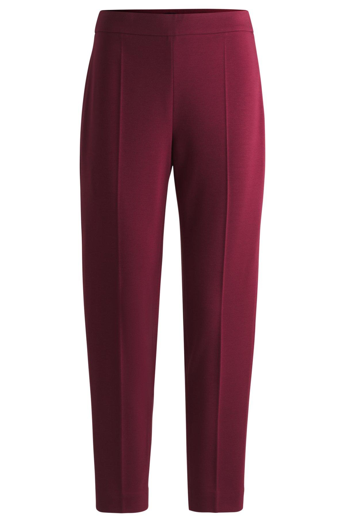 BOSS - Regular-fit trousers in stretch fabric with tapered leg - Dark Red Product Image