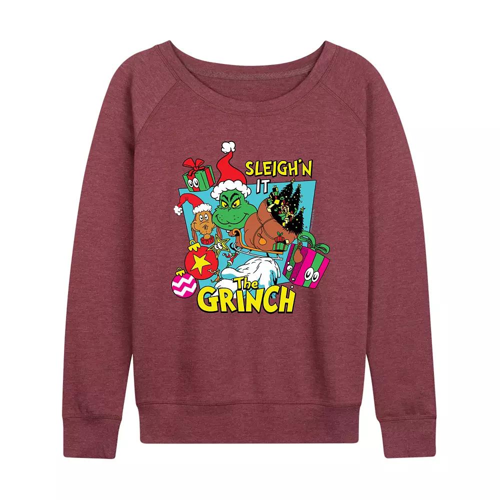 Women's Dr. Seuss The Grinch Sleigh'n It French Terry Long Sleeve Tee,  Product Image