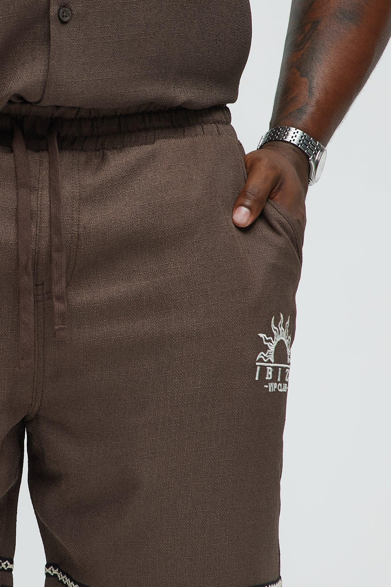 Ibiza VIP Club Linen Like Relaxed Shorts - Chocolate Product Image