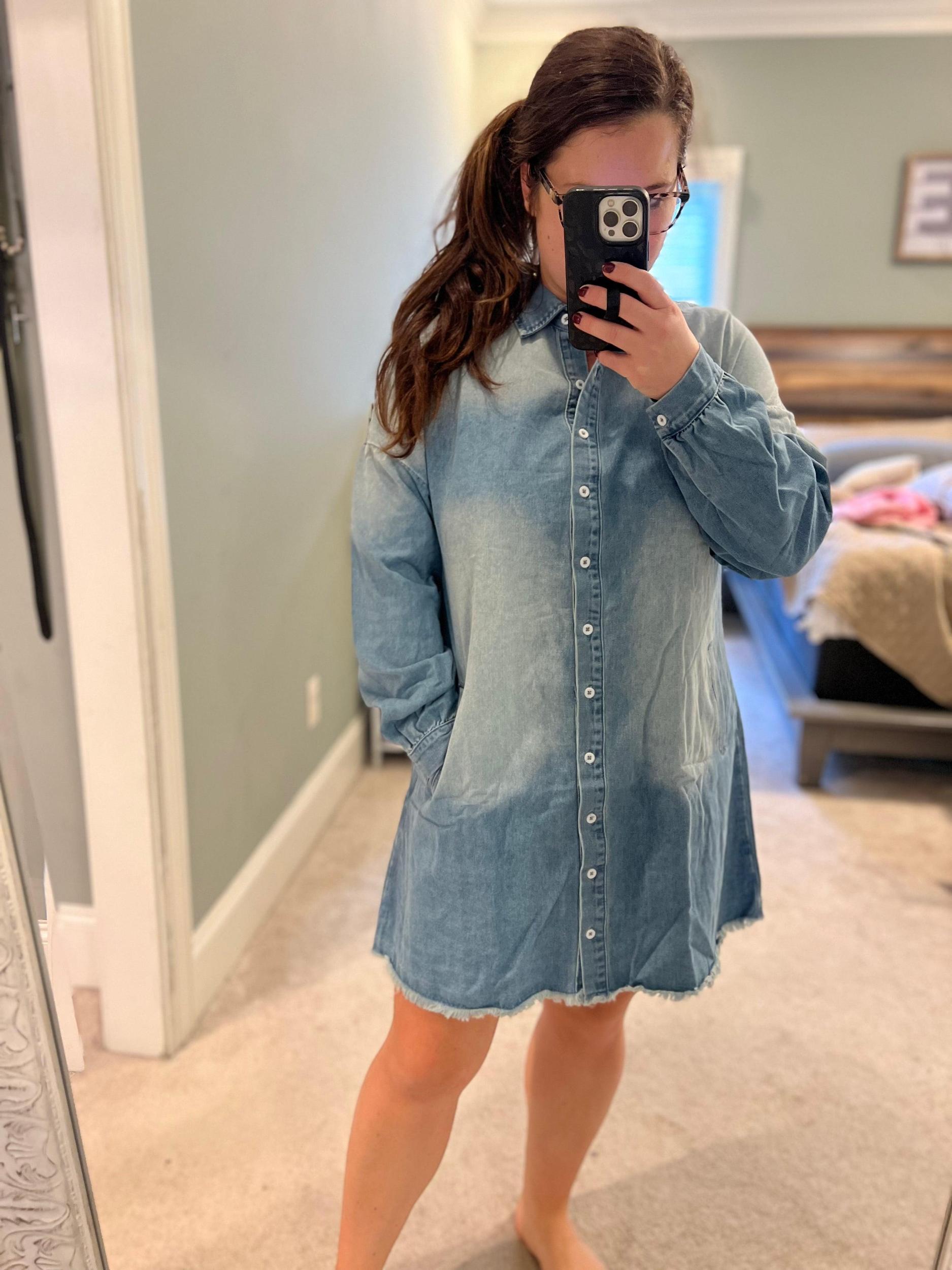 Denim Frayed Dress Product Image