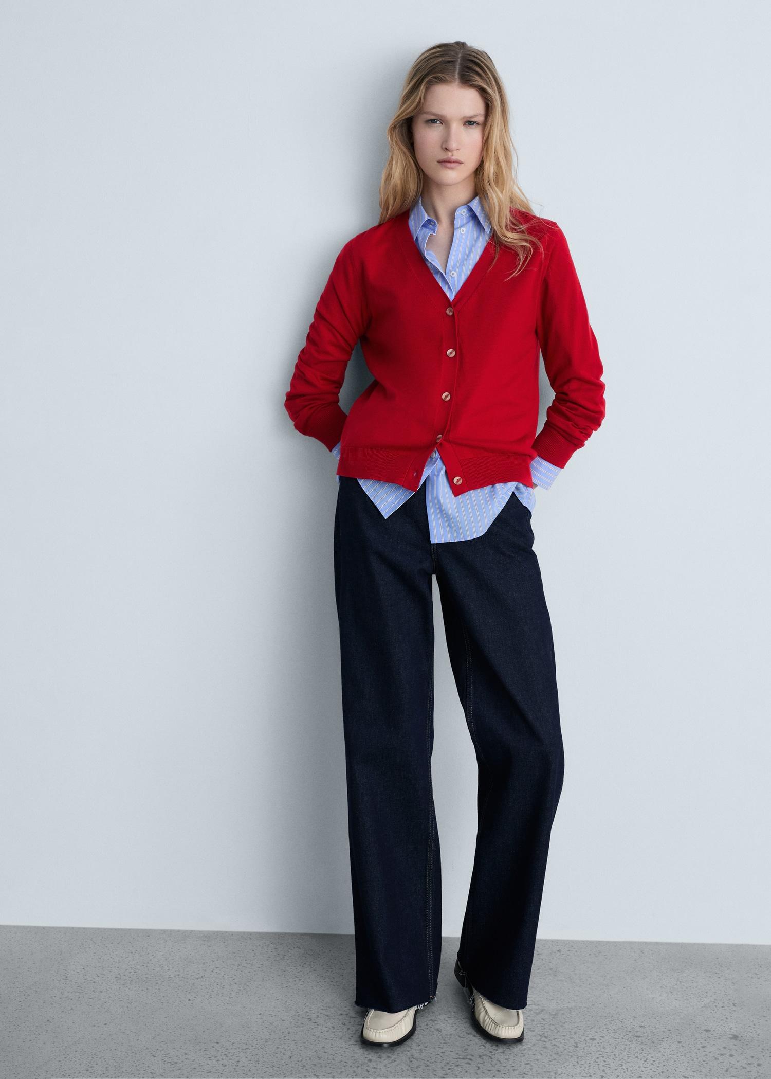 Mulberry silk-blend ribbed cardigan - Women | MANGO USA Product Image