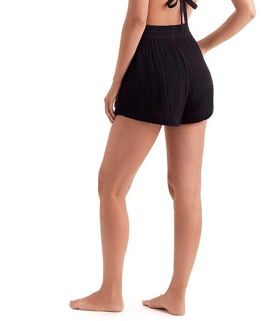 Mimi Flamingo Bliss Gauze Vista Solid Elastic Drawstring Waist Swim Cover-Up Shorts Product Image