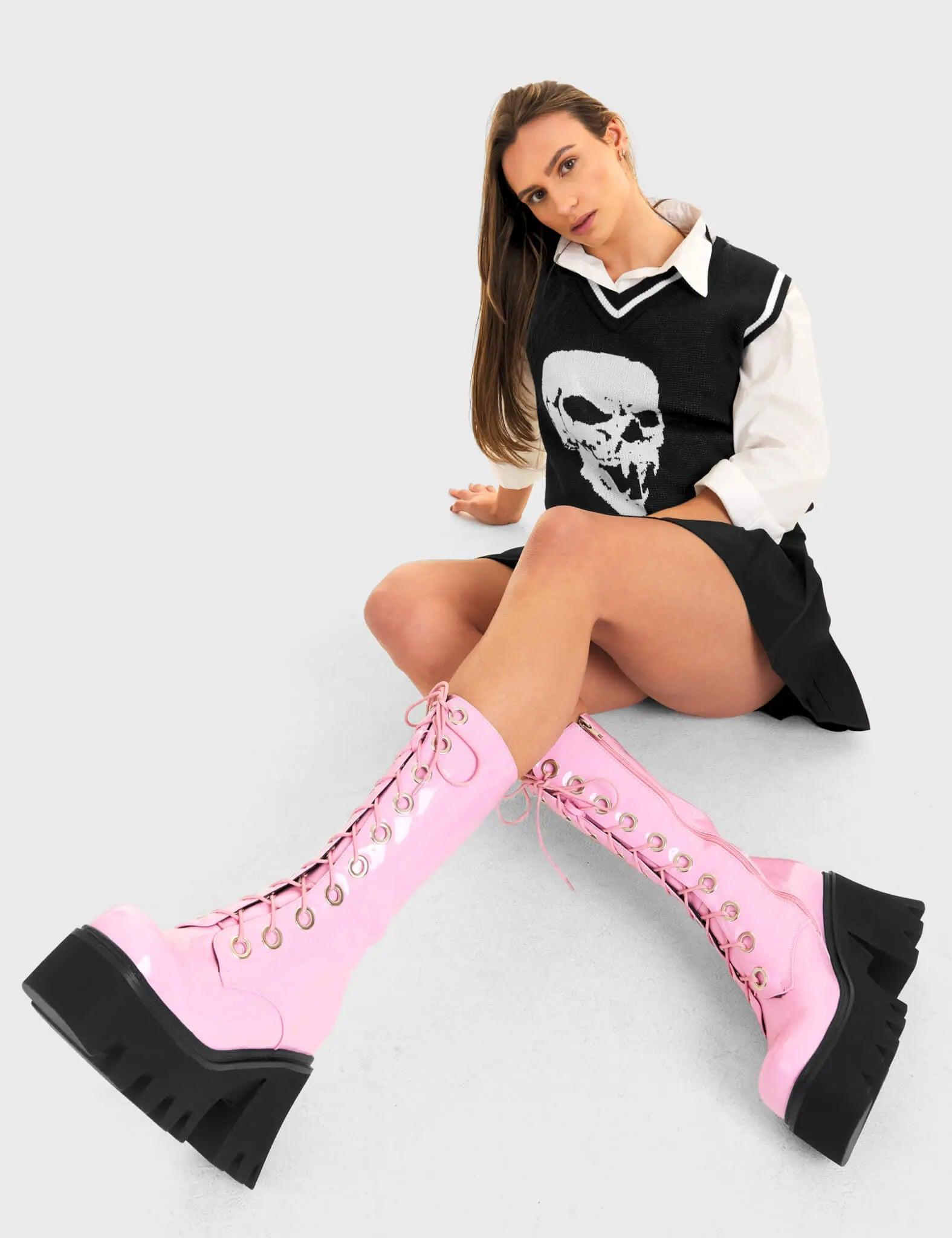 Get Paid Chunky Platform Calf Boots Product Image