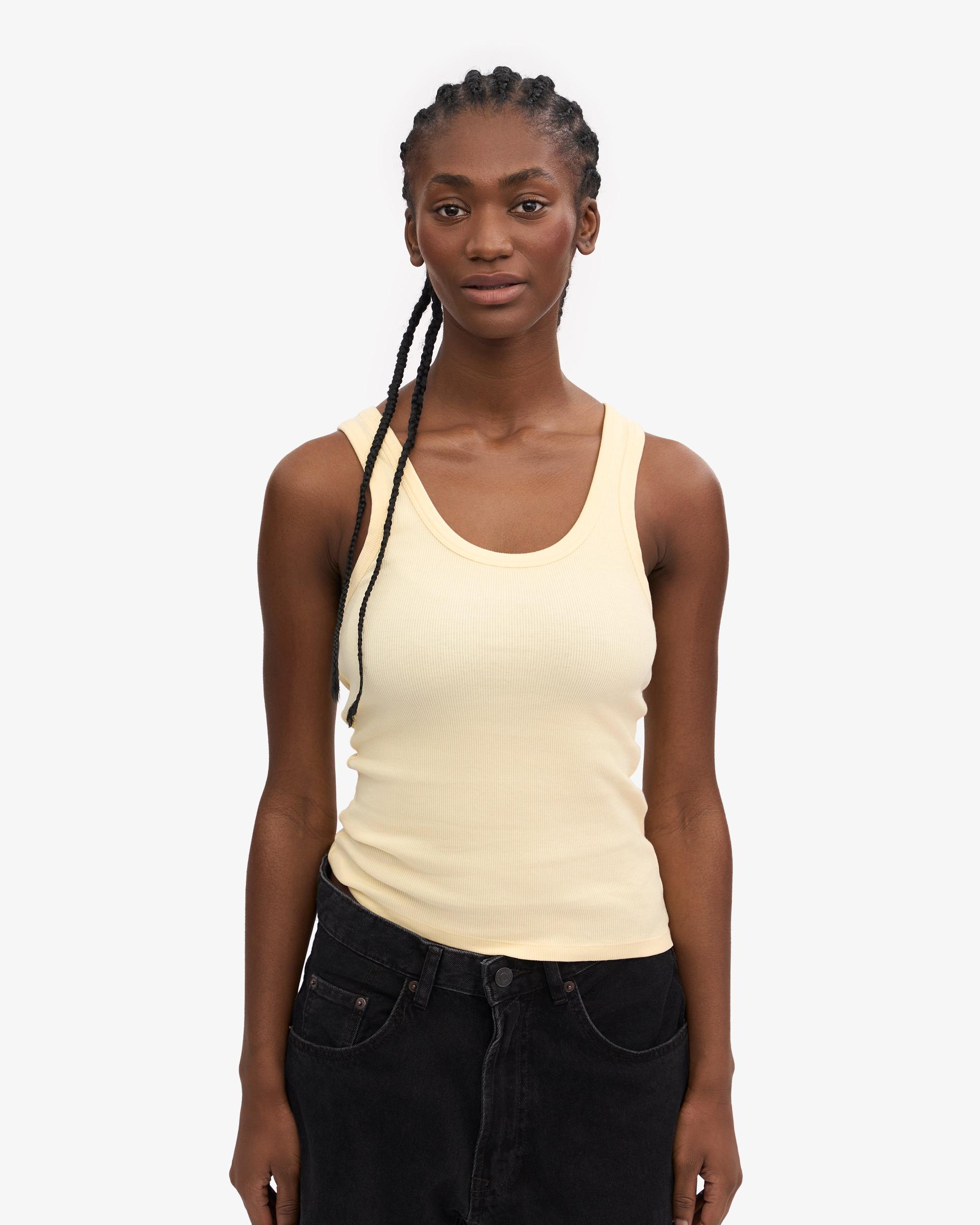 Women Organic Rib Tank Top - Soft Yellow Product Image