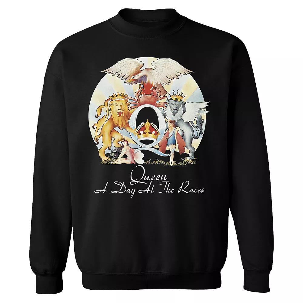 Men's Queen A Day at the Races Sweatshirt, Size: Small, Black Product Image
