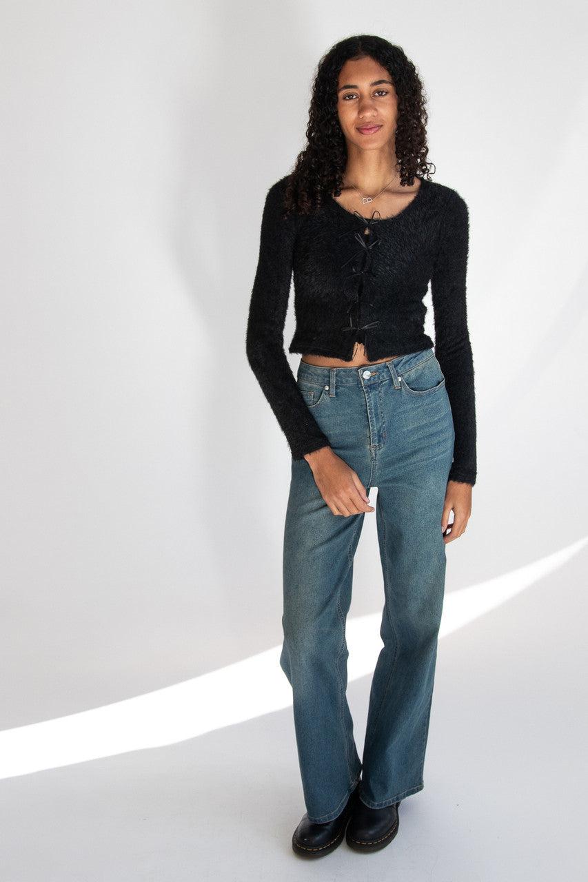 Medium Wash Wide Leg Jeans Product Image