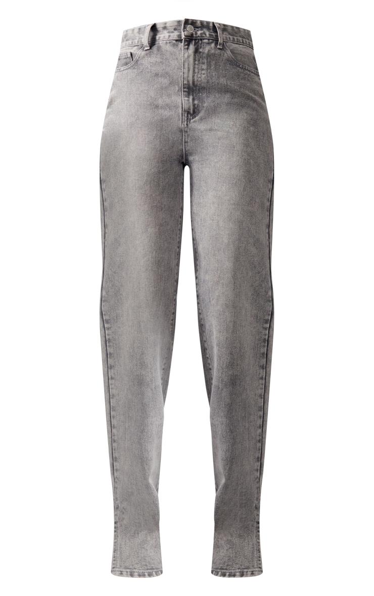 Tall Washed Grey High Rise Split Hem Detail Jeans Product Image
